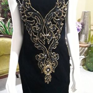 Gorgeous Black Velvet Dress/Embellish Velvet Dress